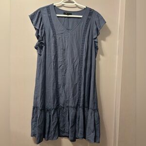 Fyre Blue Ruffle Sleeve Mini Dress